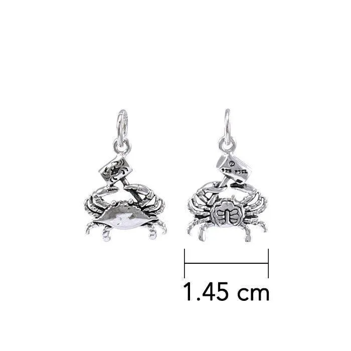 3 Dimensional Blue Crab with Hammer Silver Charm TCM574