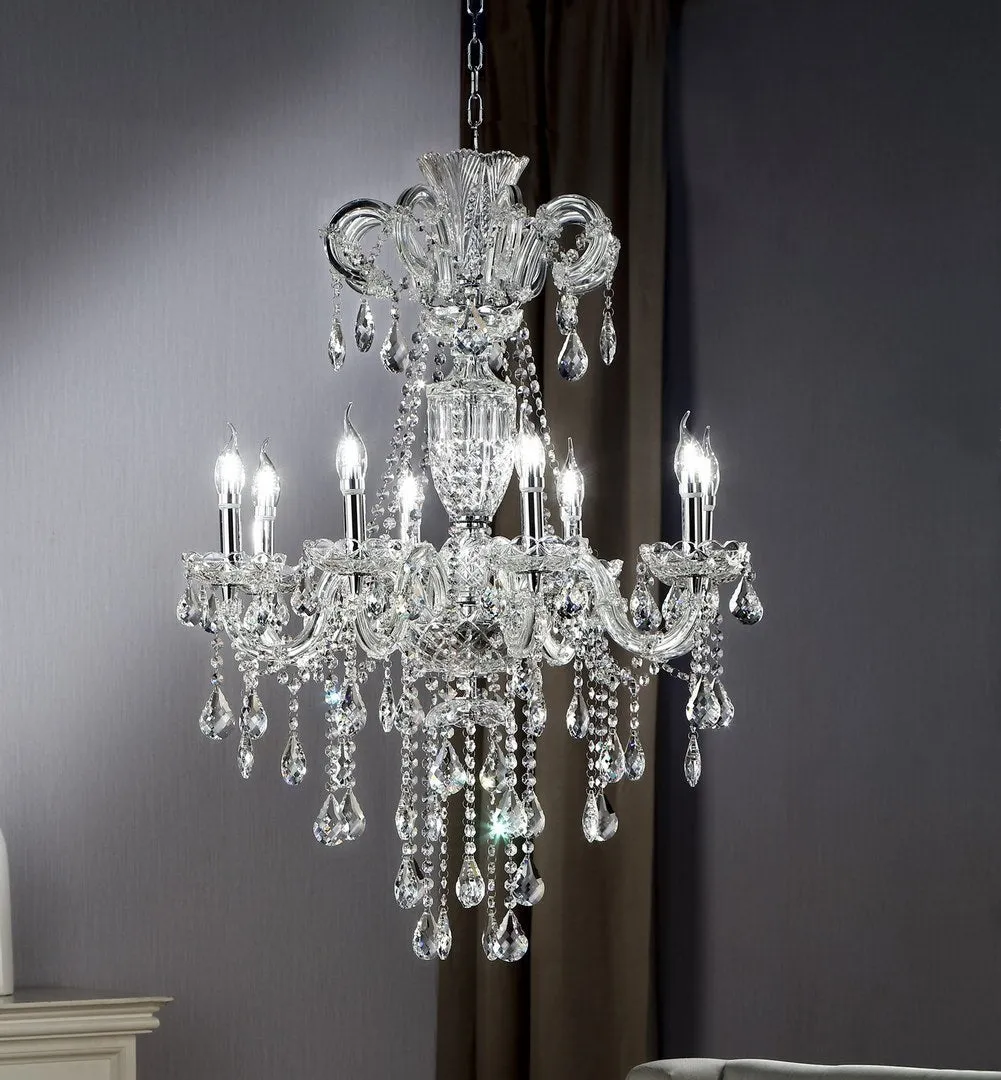 37" In Eilish Silver Crystal 8-Led Light Chandelier