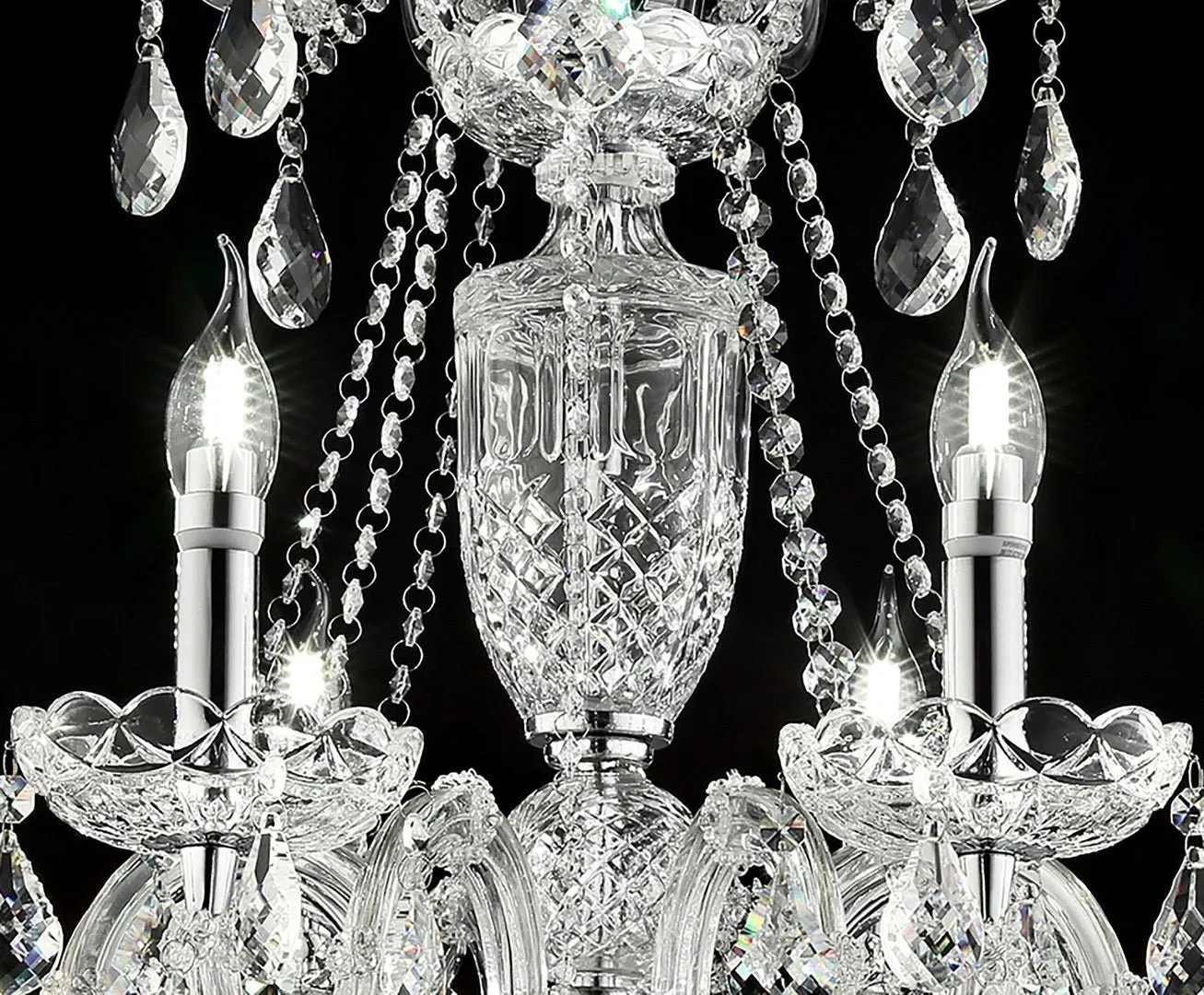 37" In Eilish Silver Crystal 8-Led Light Chandelier