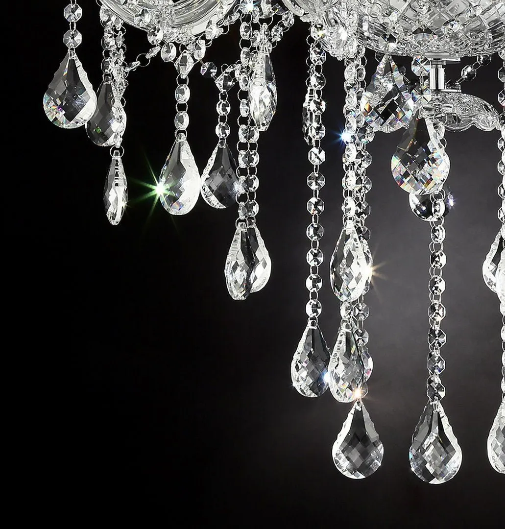 37" In Eilish Silver Crystal 8-Led Light Chandelier