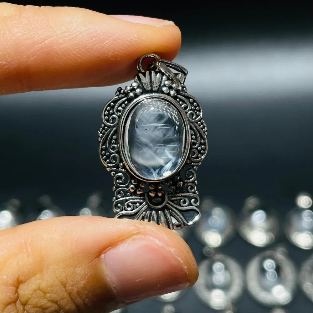 58 Pieces High Grade Blue Angel Feather Quartz Pendant