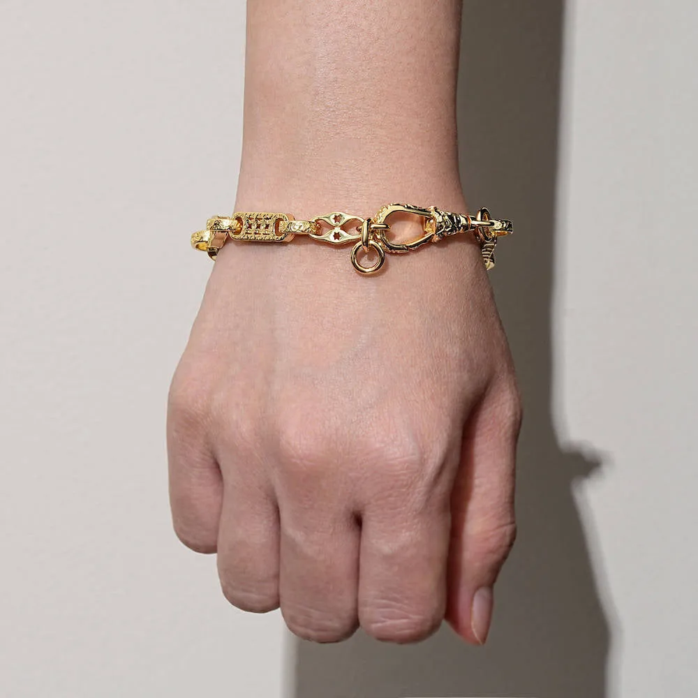 7mm Gold Stars and Bars Bracelet Albert Clasp 8/8.5 Inch