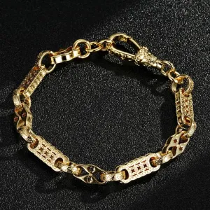 7mm Gold Stars and Bars Bracelet Albert Clasp 8/8.5 Inch