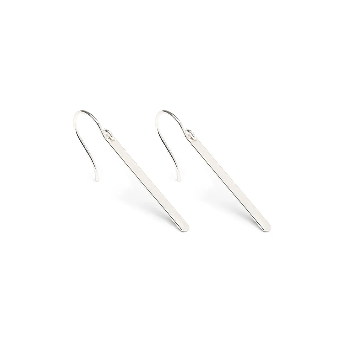 925 Sterling Silver French Hook Earrings With Long Silver Bar