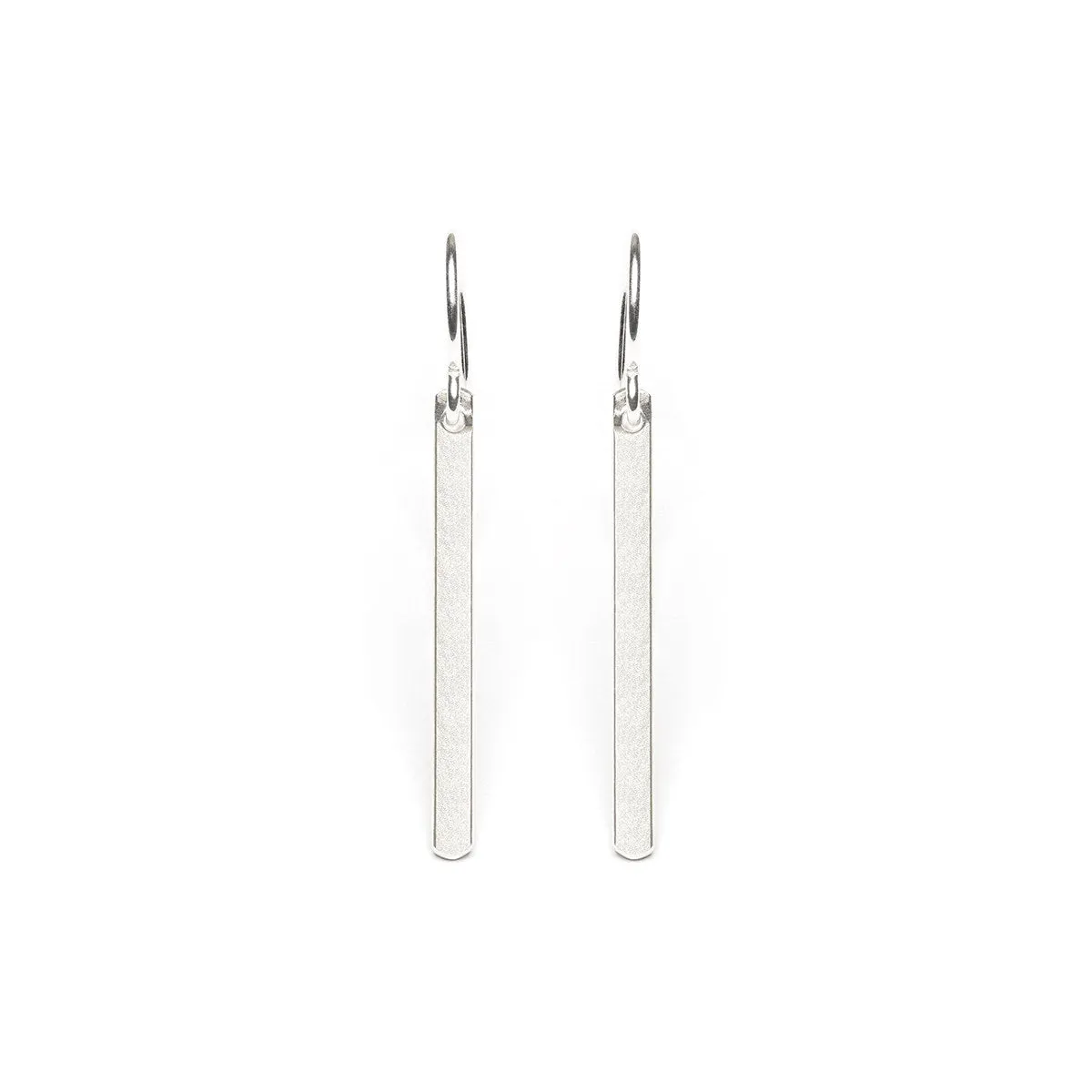 925 Sterling Silver French Hook Earrings With Long Silver Bar