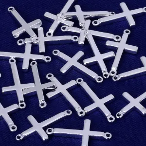 About 11*2MM tibetara Brass stamping blanks Personalize charms Cross Pendants hand stamped jewelry supplies plated silver 20pcs