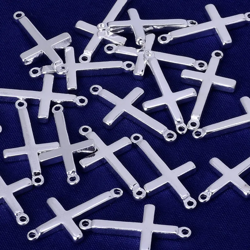 About 11*2MM tibetara Brass stamping blanks Personalize charms Cross Pendants hand stamped jewelry supplies plated silver 20pcs