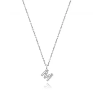 Acotis Silver Necklace Rhodium Plated Zirconia Initial G3395/M