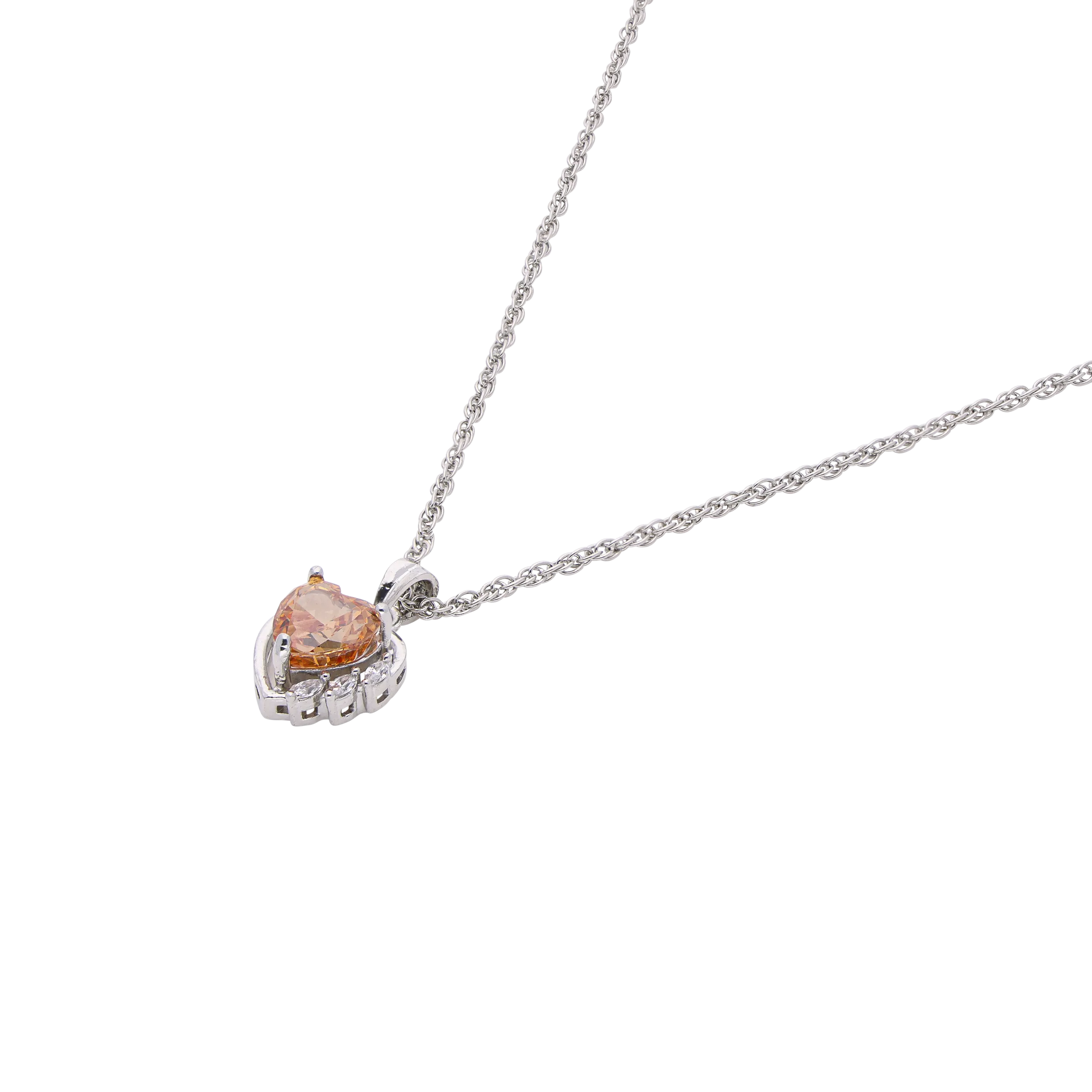 Amber Heart Embrace Pendant Necklace – A Glow of Love | SKU : 0003579114, 0021423864, 0003579091
