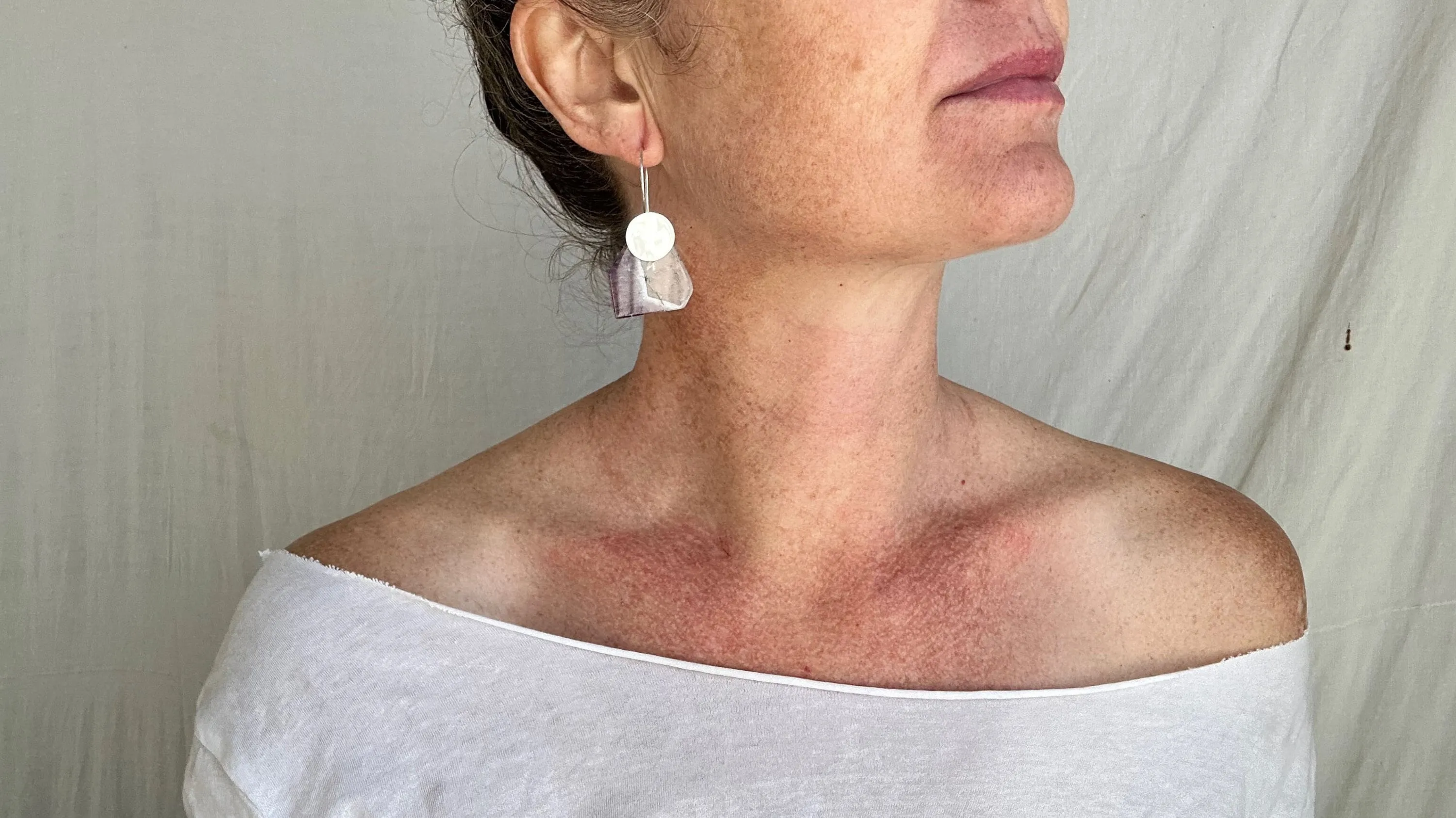 Amethyst & Quartz Earrings. Sterling Silver. 2322