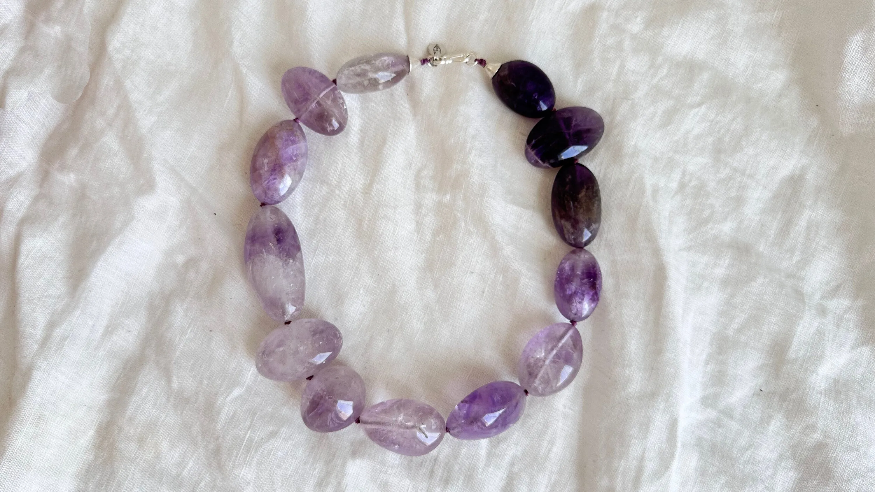 Amethyst & Silver Necklace. Sterling Silver. 1160
