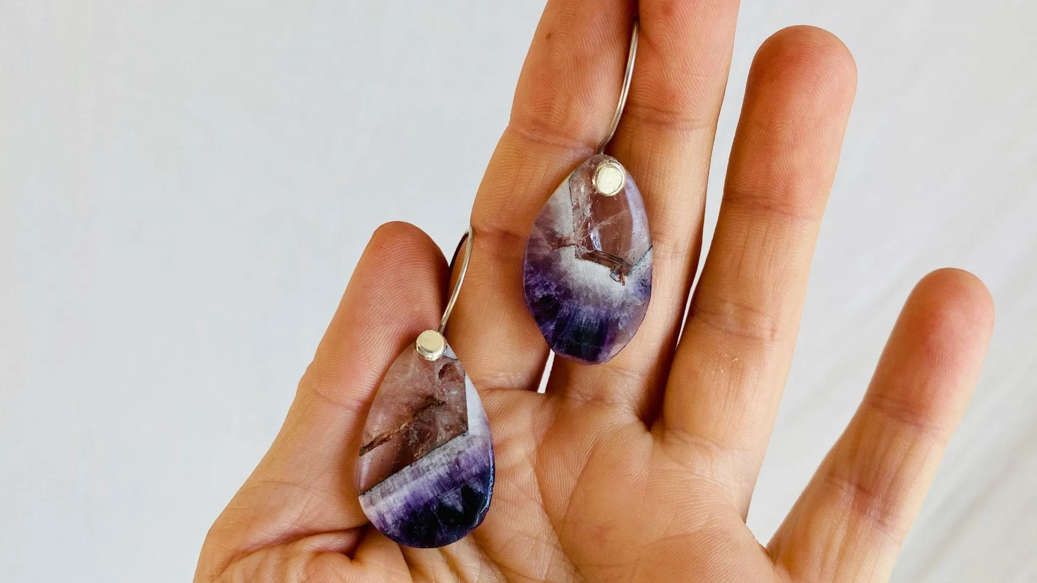 Amethyst & Sterling Silver Drop Earrings. 0303