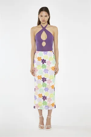 Amethyst Cross-Over Halterneck Knitted-Bodysuit