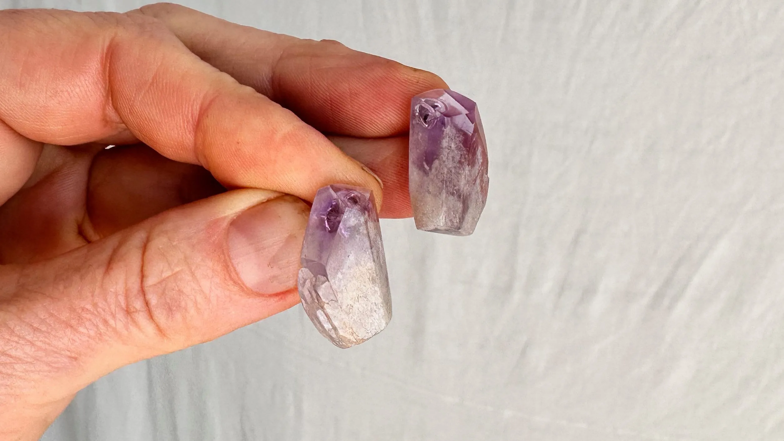 Amethyst Crystal Post Earrings. 1255