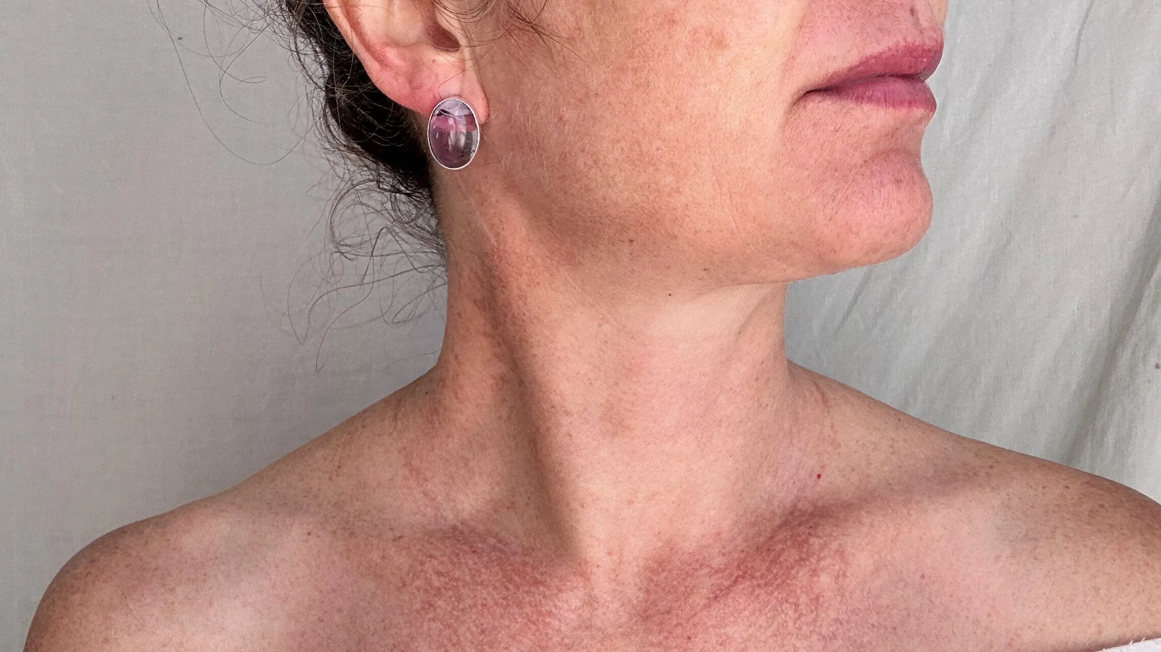 Amethyst Crystal Post Earrings. 1309
