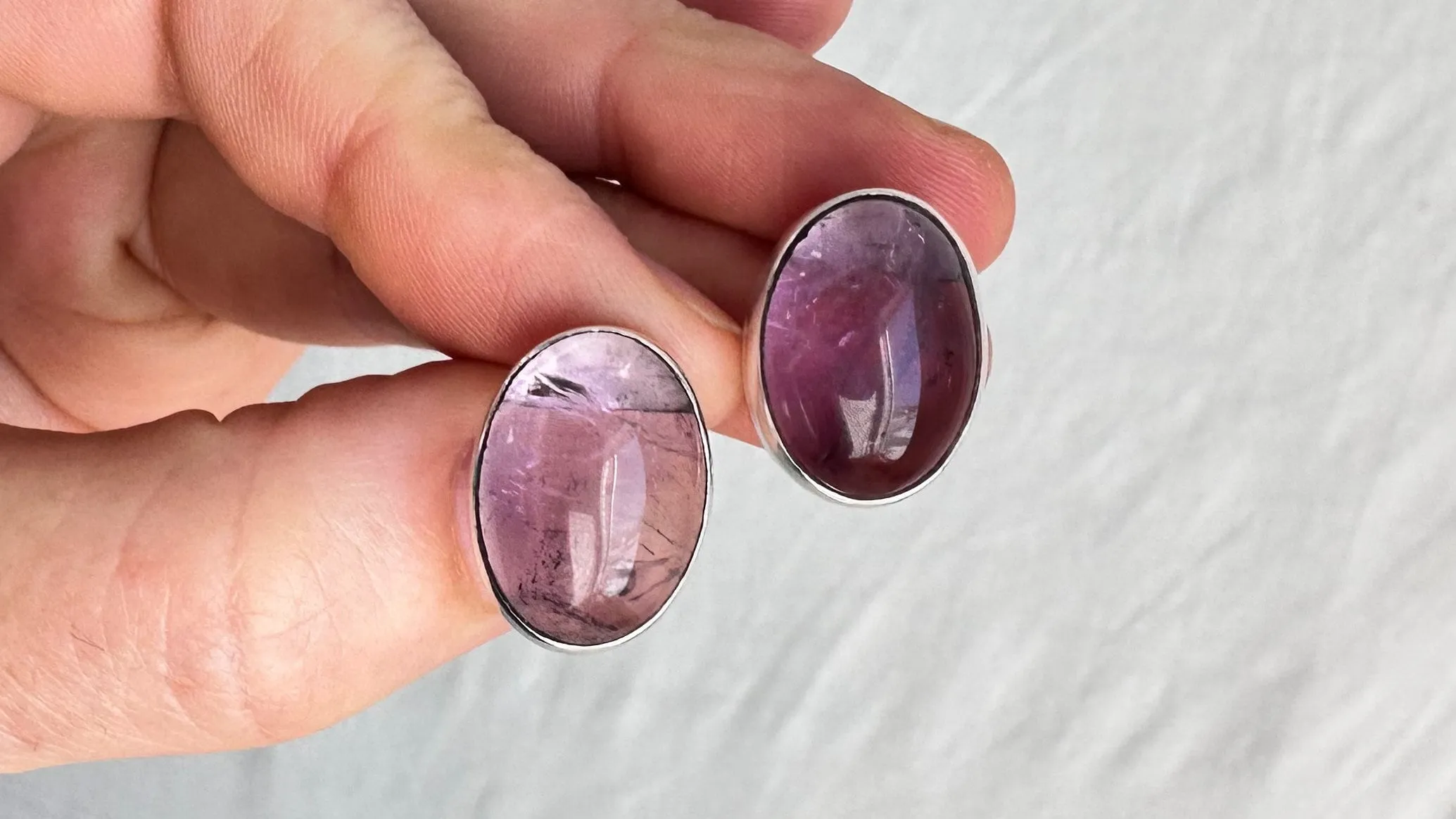 Amethyst Crystal Post Earrings. 1309