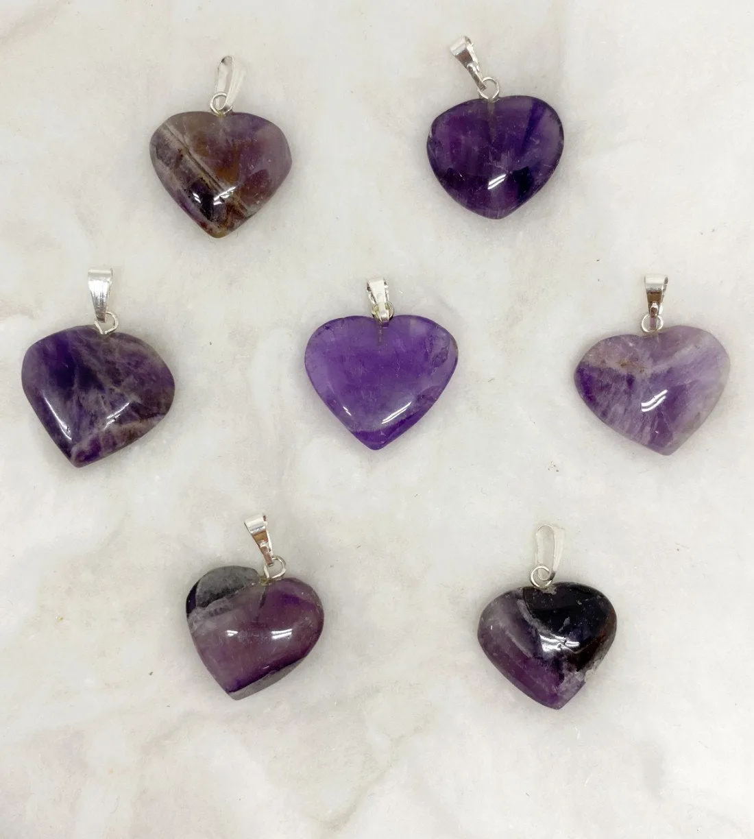Amethyst Flat Heart Pendant Stone Pendants