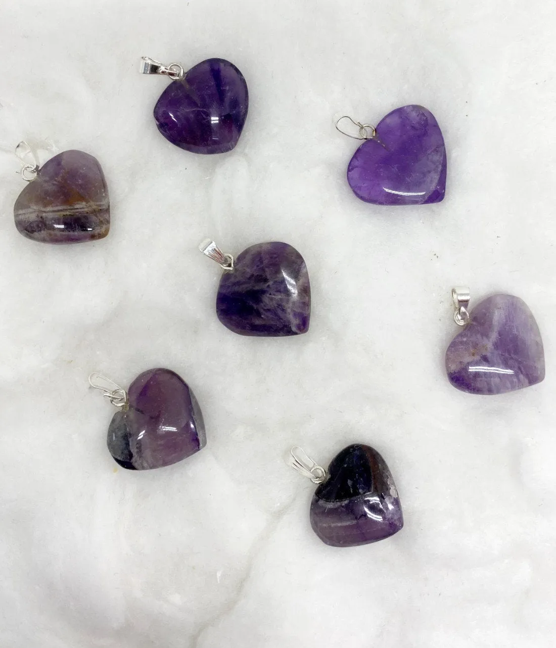 Amethyst Flat Heart Pendant Stone Pendants