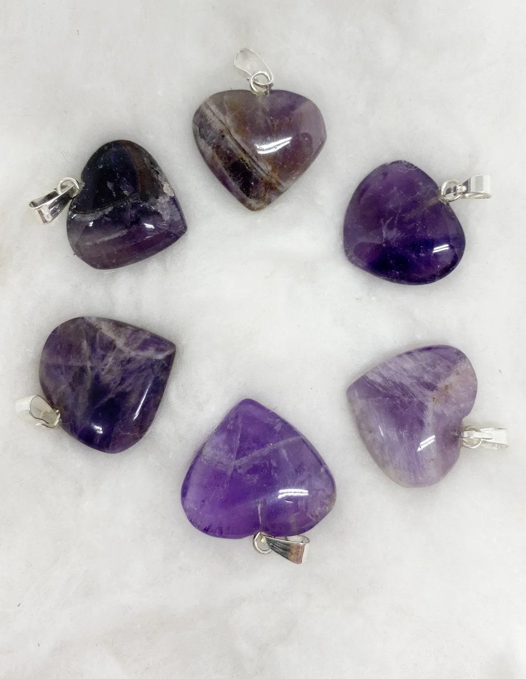 Amethyst Flat Heart Pendant Stone Pendants