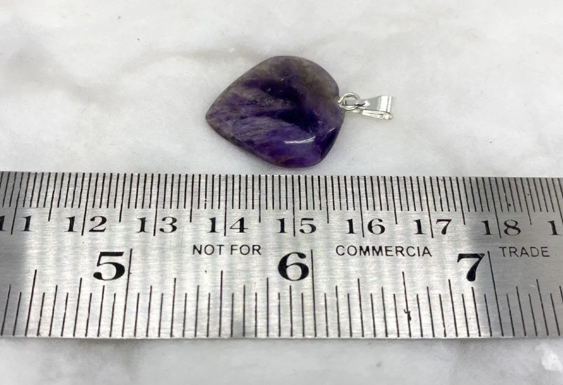 Amethyst Flat Heart Pendant Stone Pendants