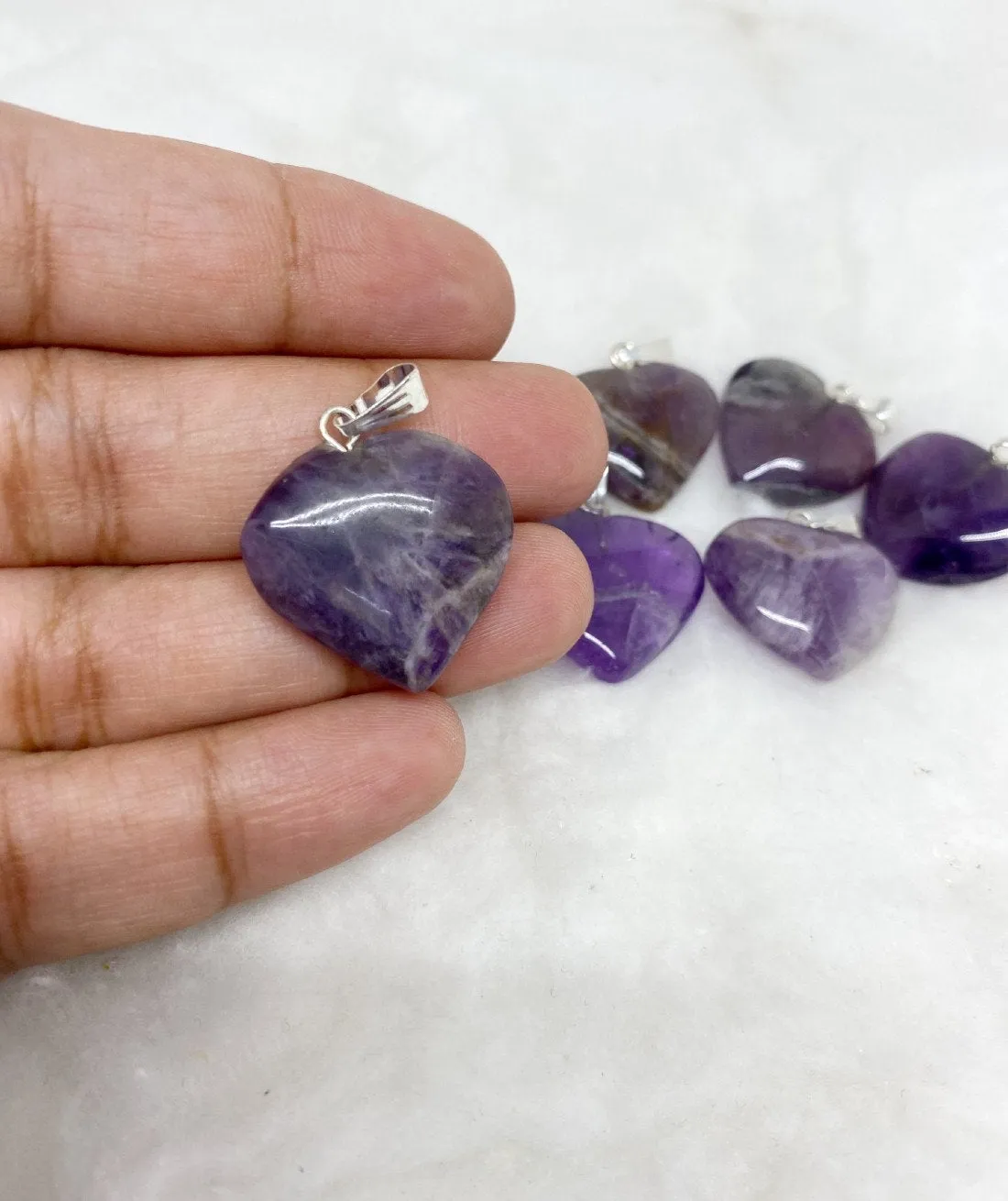 Amethyst Flat Heart Pendant Stone Pendants