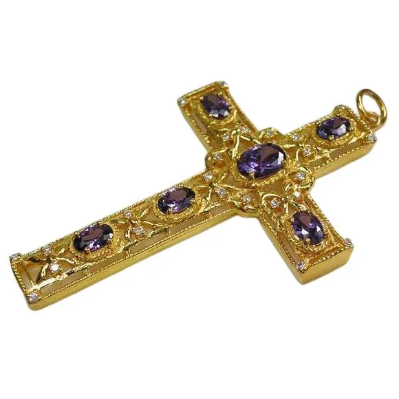 Amethyst Yellow Gold Bishop Cross
