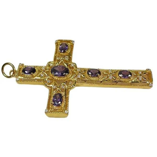 Amethyst Yellow Gold Bishop Cross