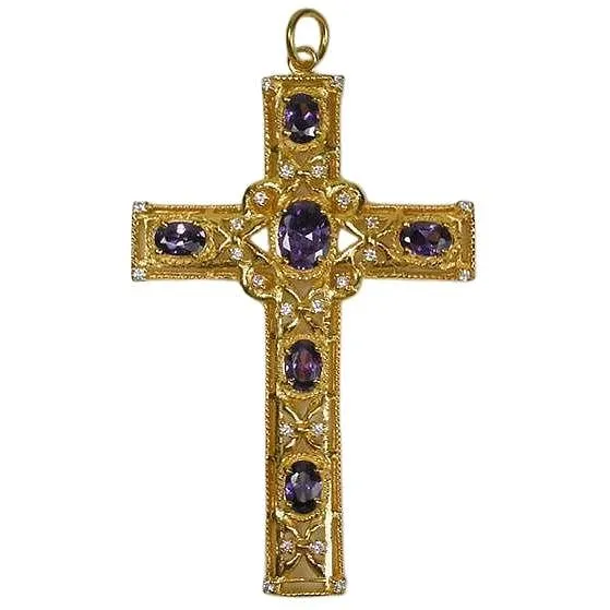 Amethyst Yellow Gold Bishop Cross