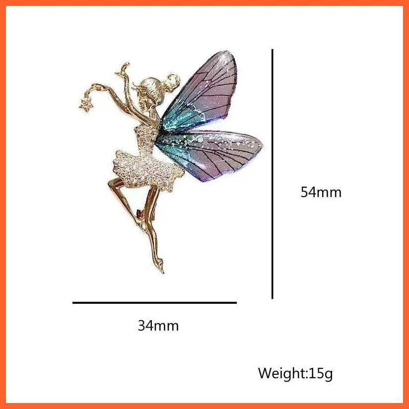 Angel Inlaid Zircon Resin Brooch Alloy