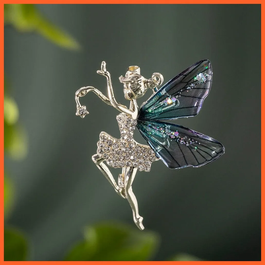 Angel Inlaid Zircon Resin Brooch Alloy