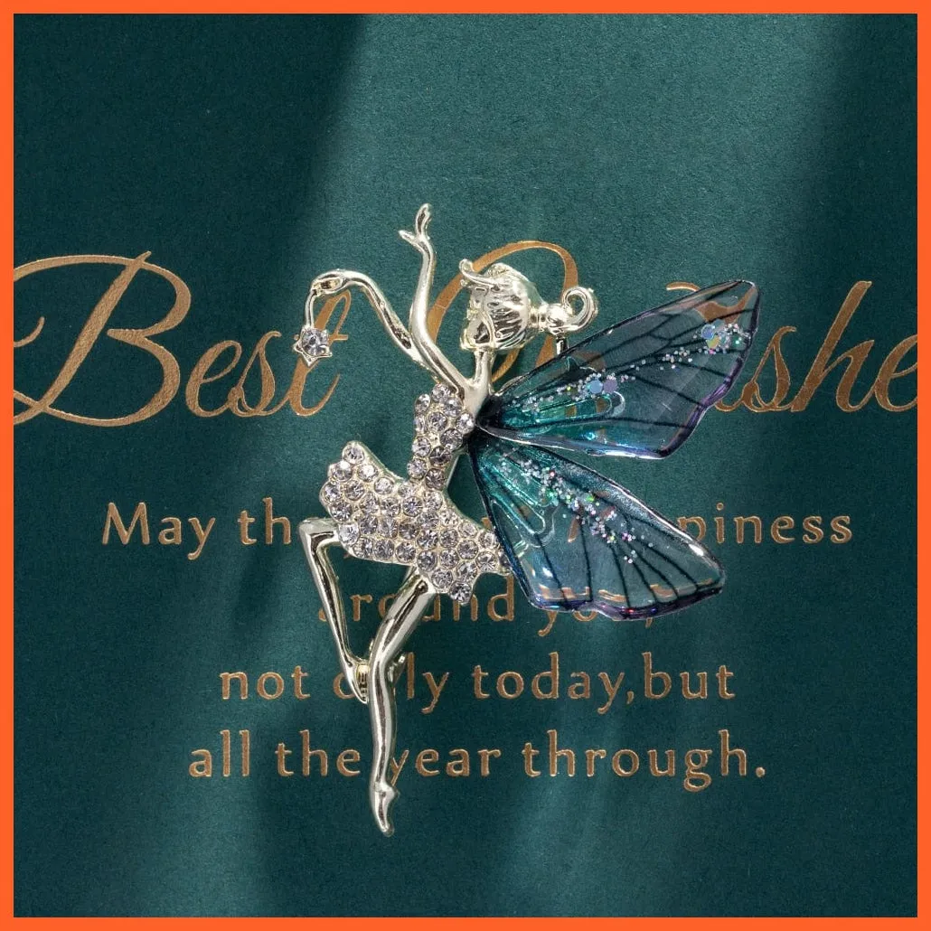 Angel Inlaid Zircon Resin Brooch Alloy