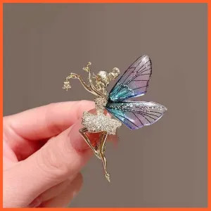 Angel Inlaid Zircon Resin Brooch Alloy