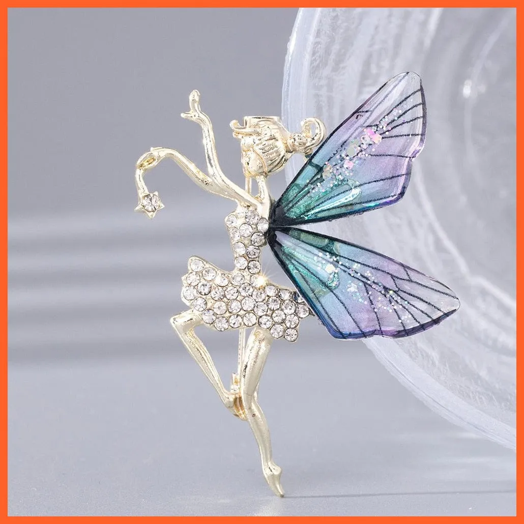 Angel Inlaid Zircon Resin Brooch Alloy