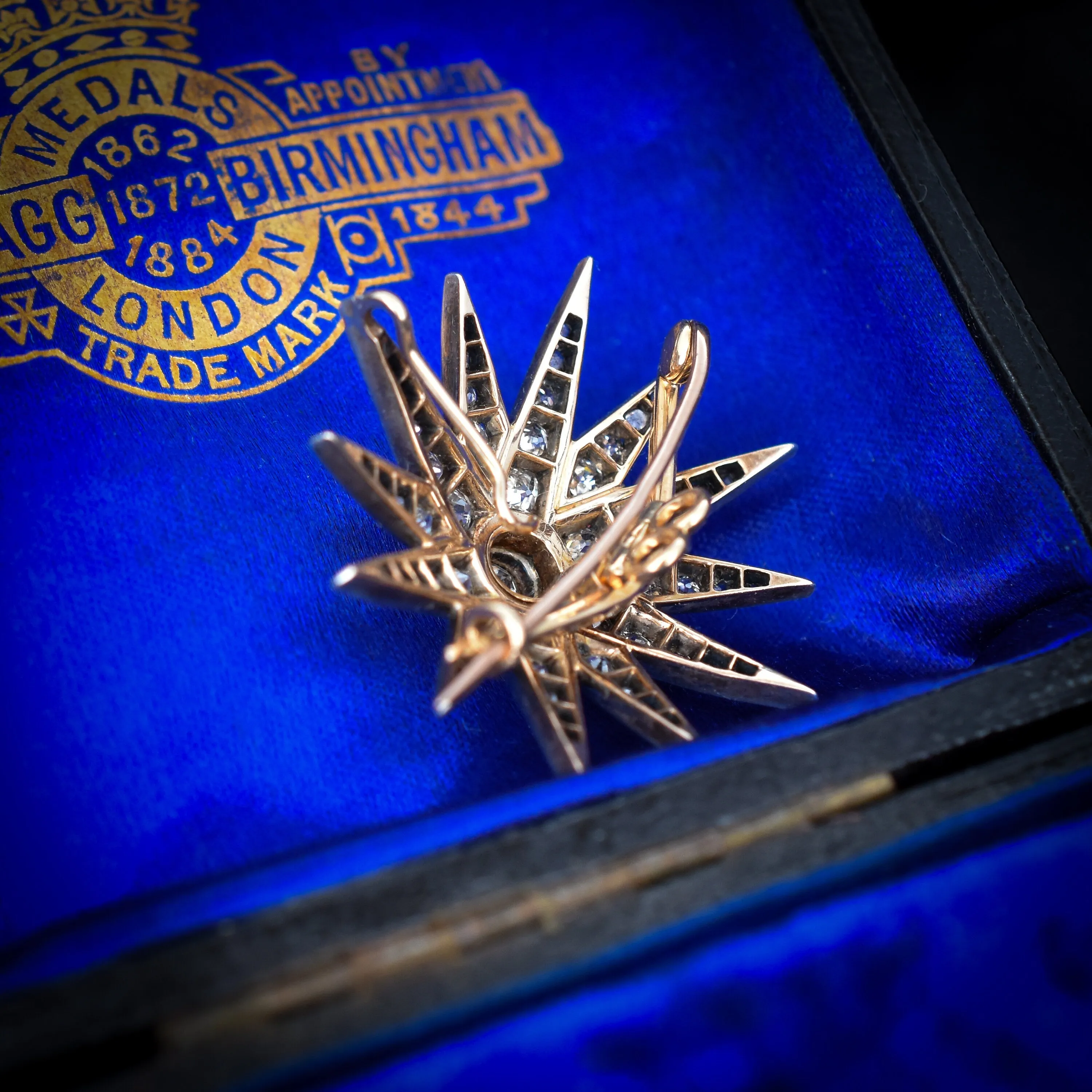 Antique Victorian Old Cut Diamond Gold and Silver Star Celestial Brooch Pin and Pendant