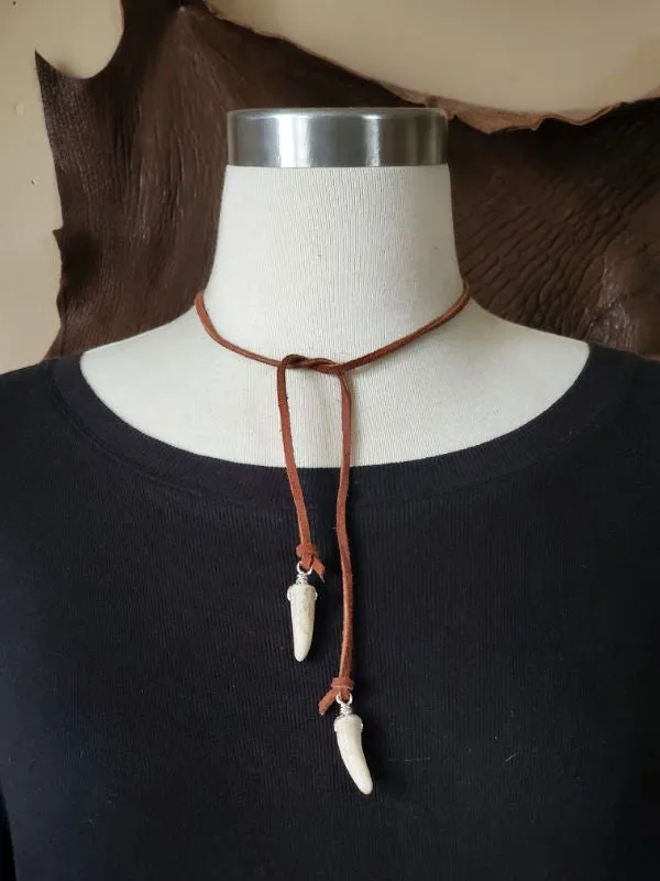 Antler Tip Suede Choker Necklace