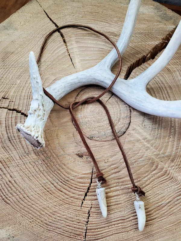Antler Tip Suede Choker Necklace
