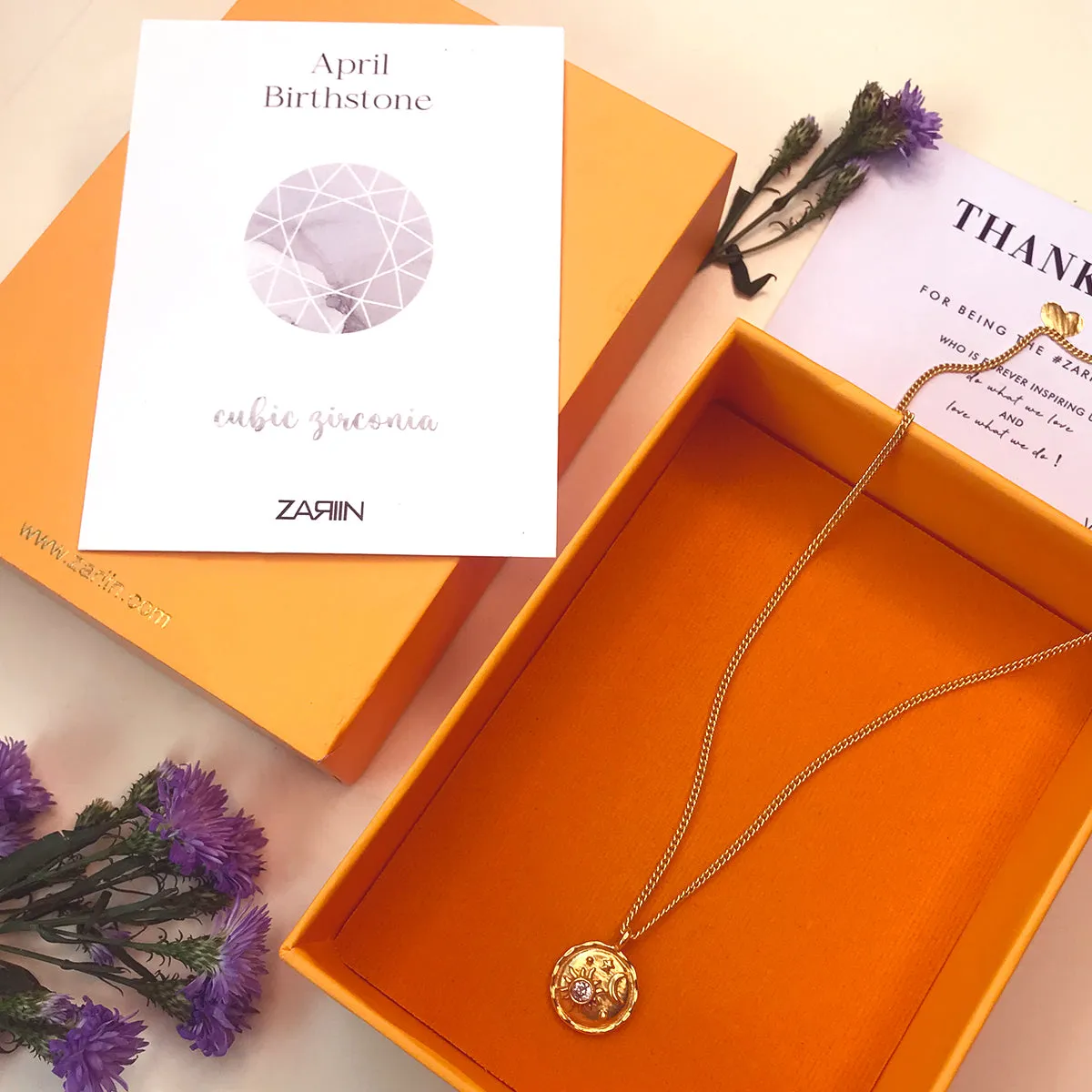 April Birthstone Necklace With Cz
