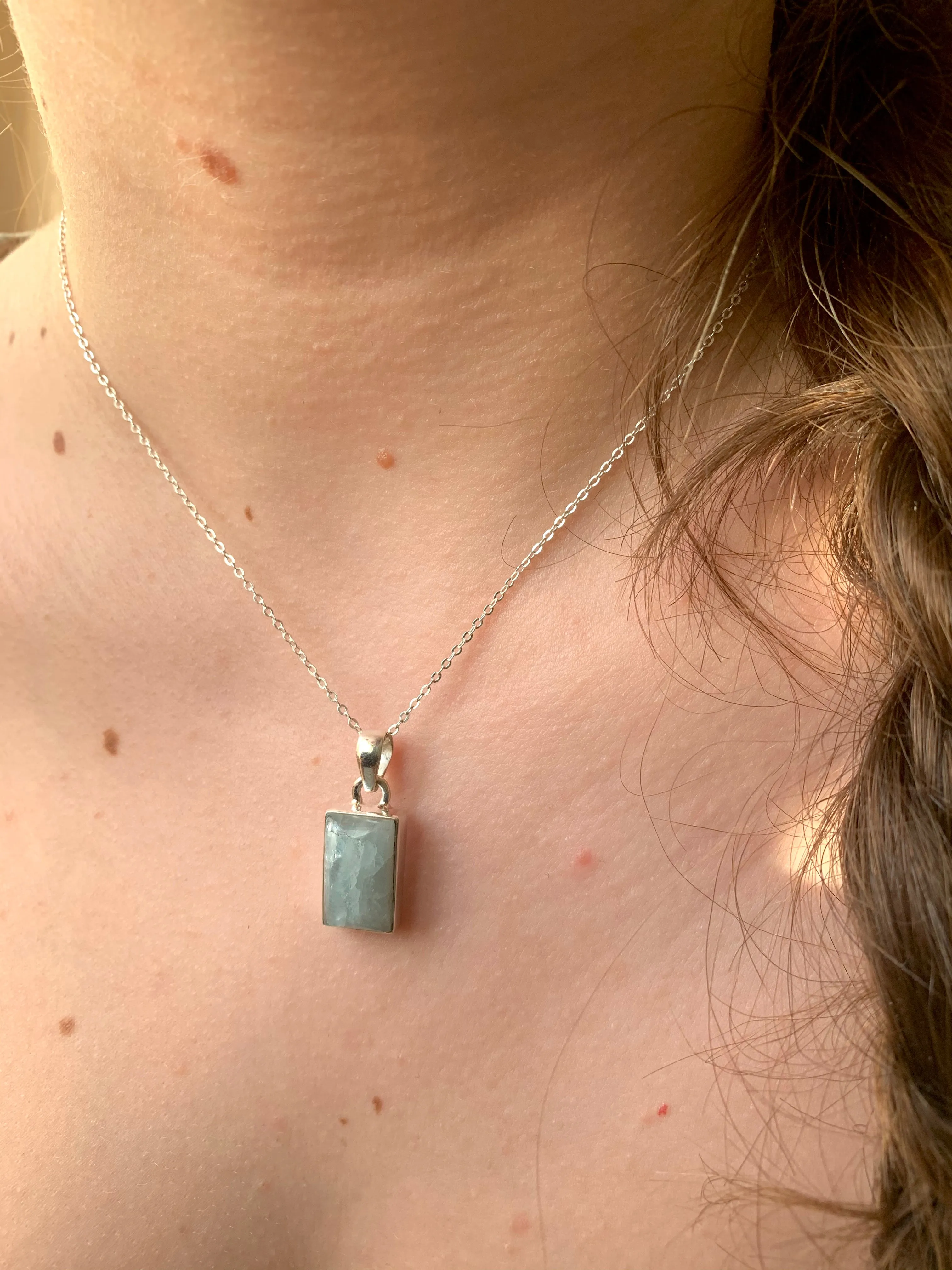 Aquamarine Akoni Pendant - Rectangle