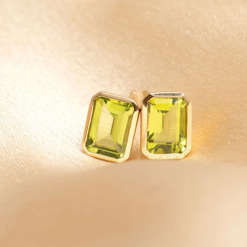 Art Deco Peridot Earrings | 9ct Gold