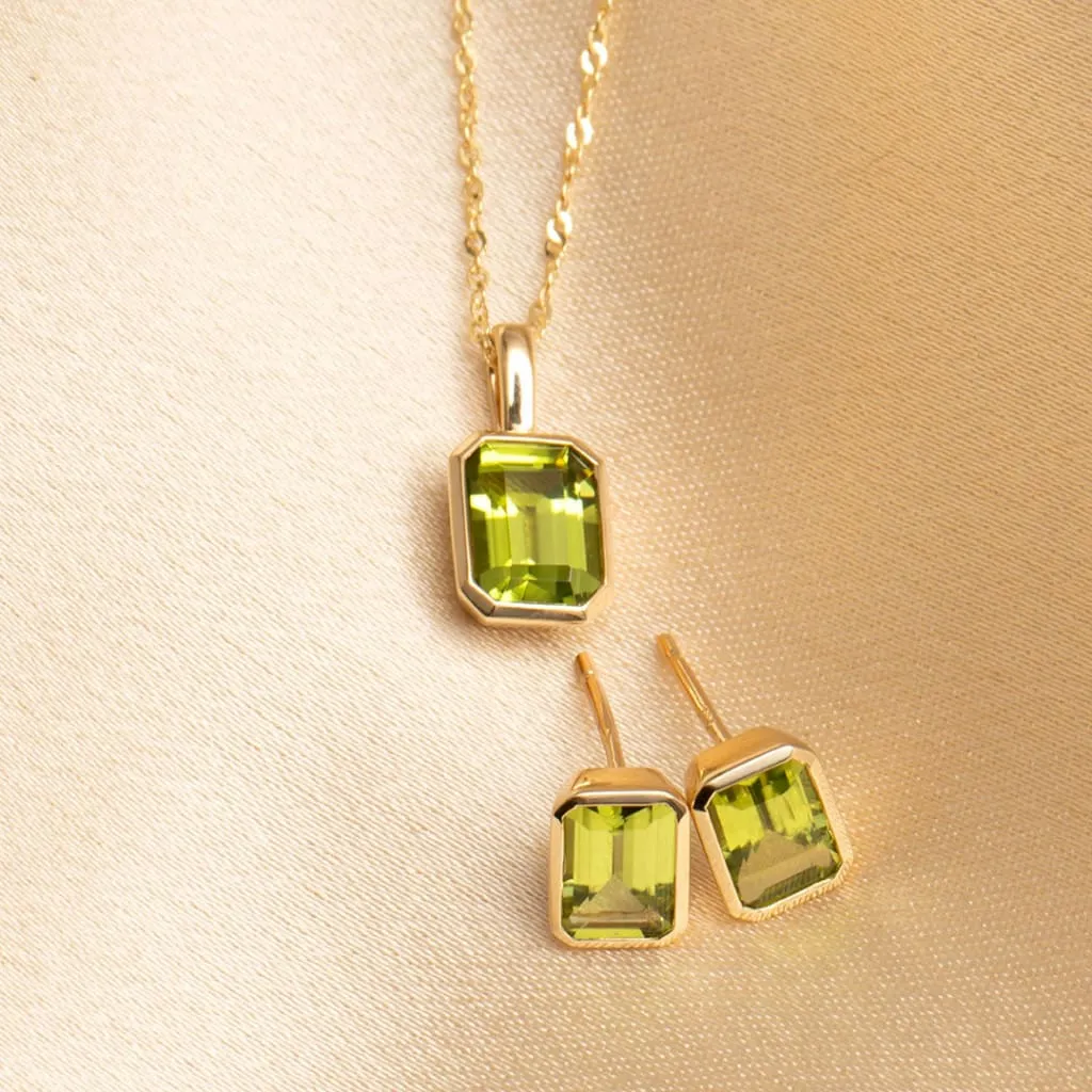 Art Deco Peridot Earrings | 9ct Gold