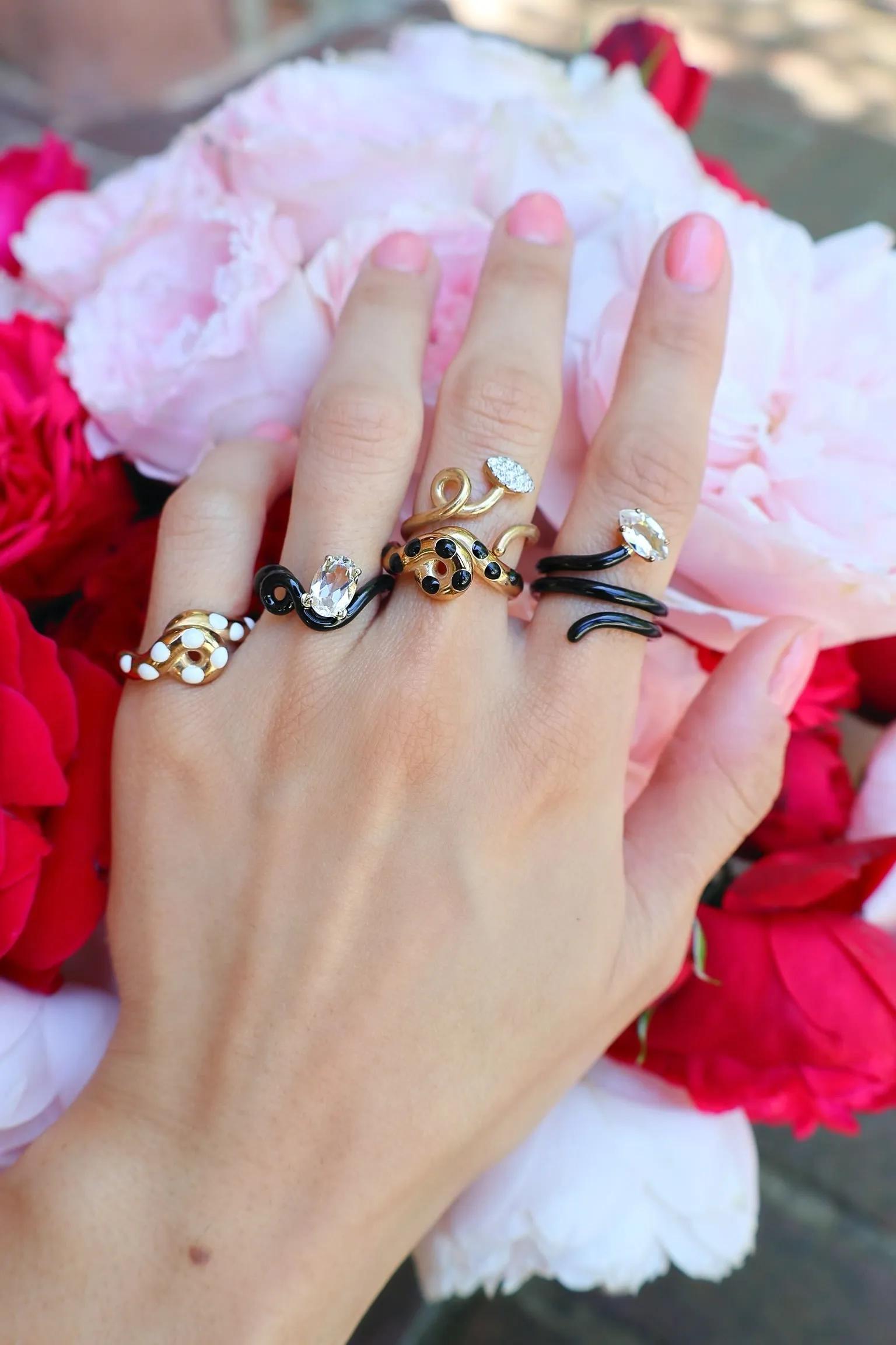 Baby Vine Ring with Diamond Pave Marquise