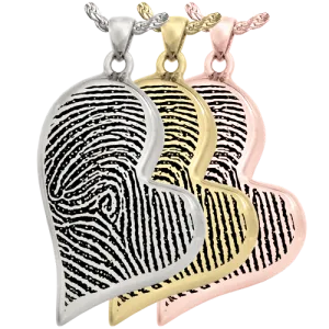 B&B Fingerprint Teardrop Heart Pendant