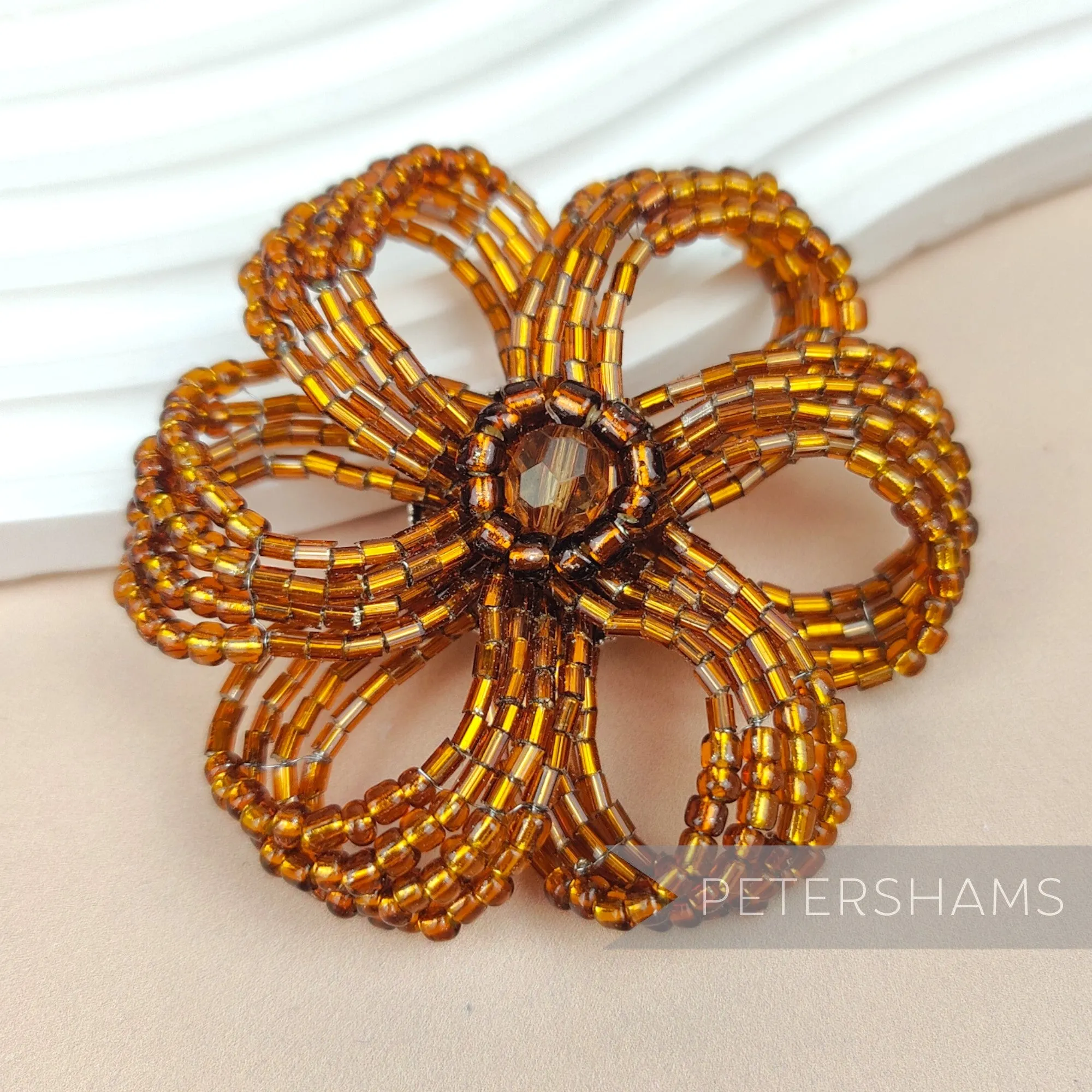 Beaded Flower Trim Brooch