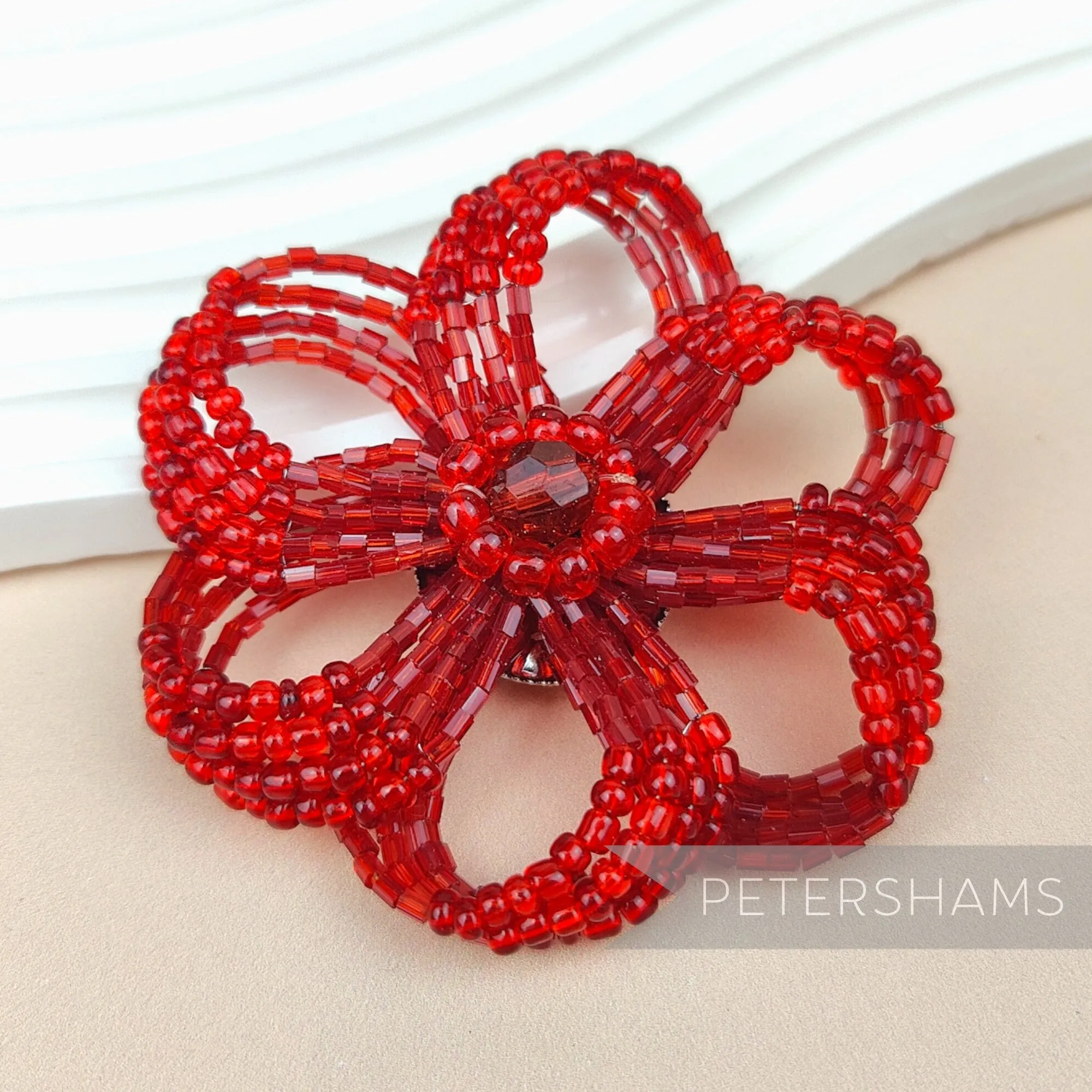 Beaded Flower Trim Brooch