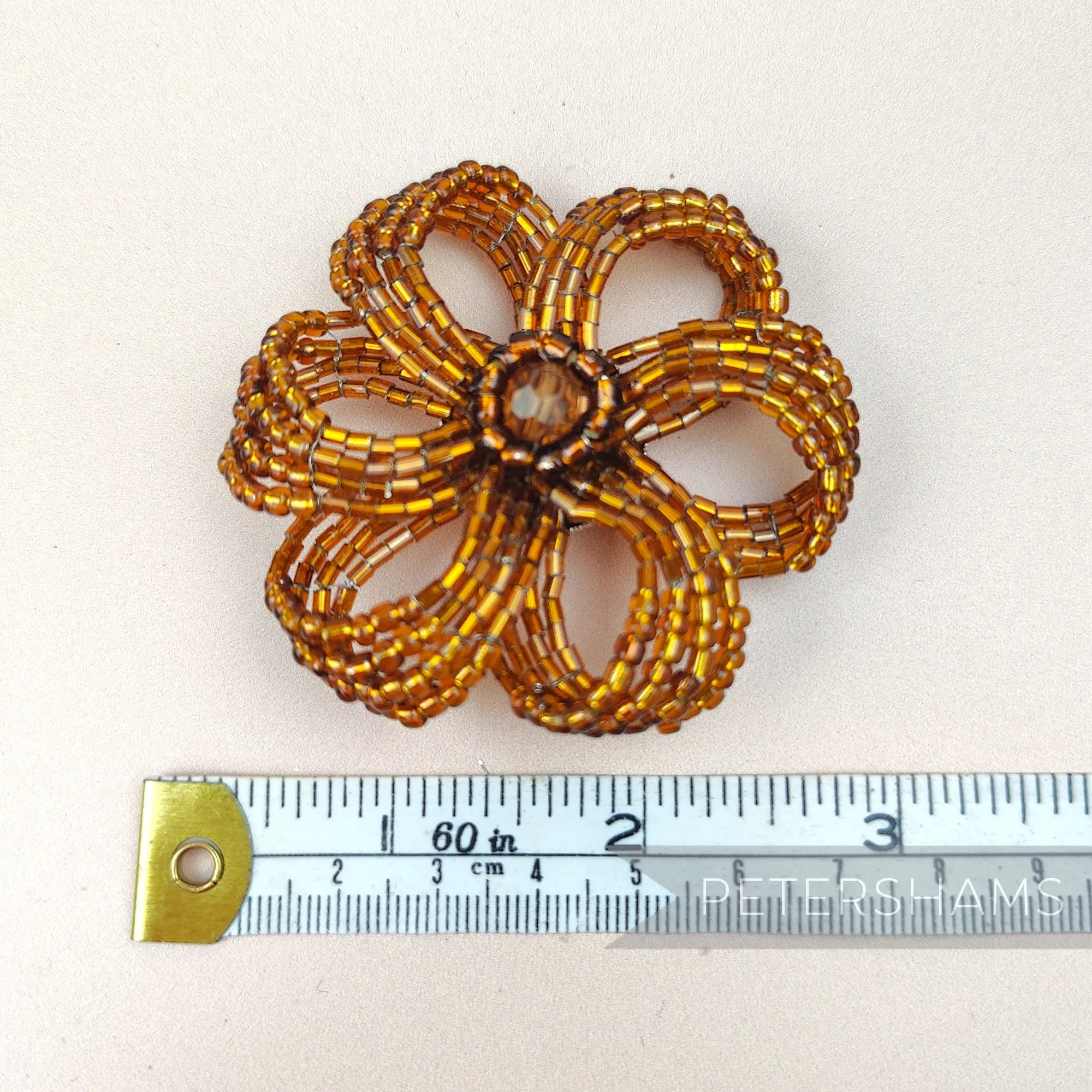 Beaded Flower Trim Brooch