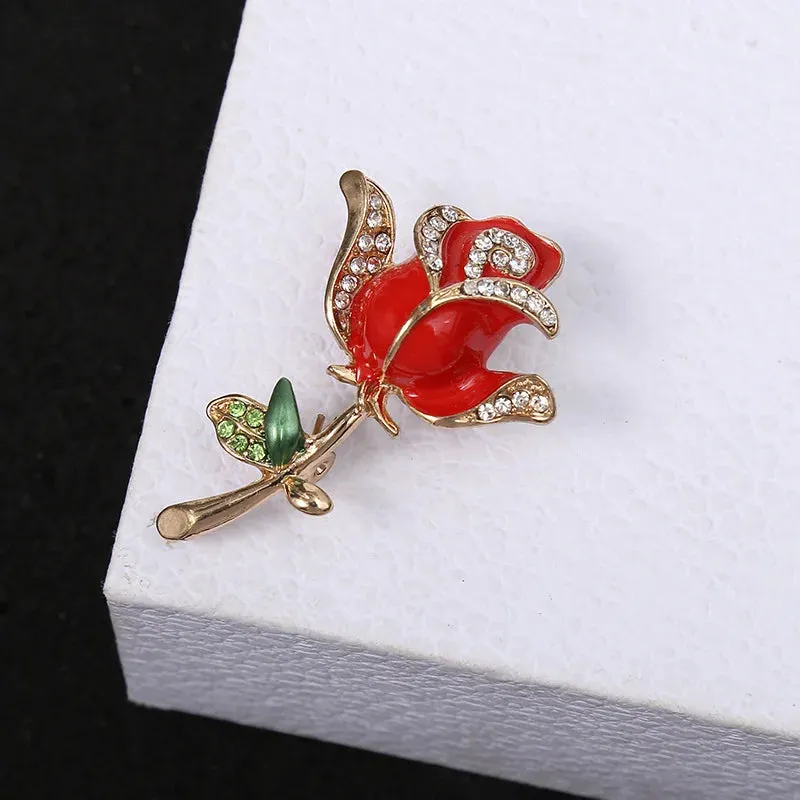 Beautiful Rose Flower Brooches Collection For Women Lady Elegant Flower Pin Summer Design Party Valentine Day Gift