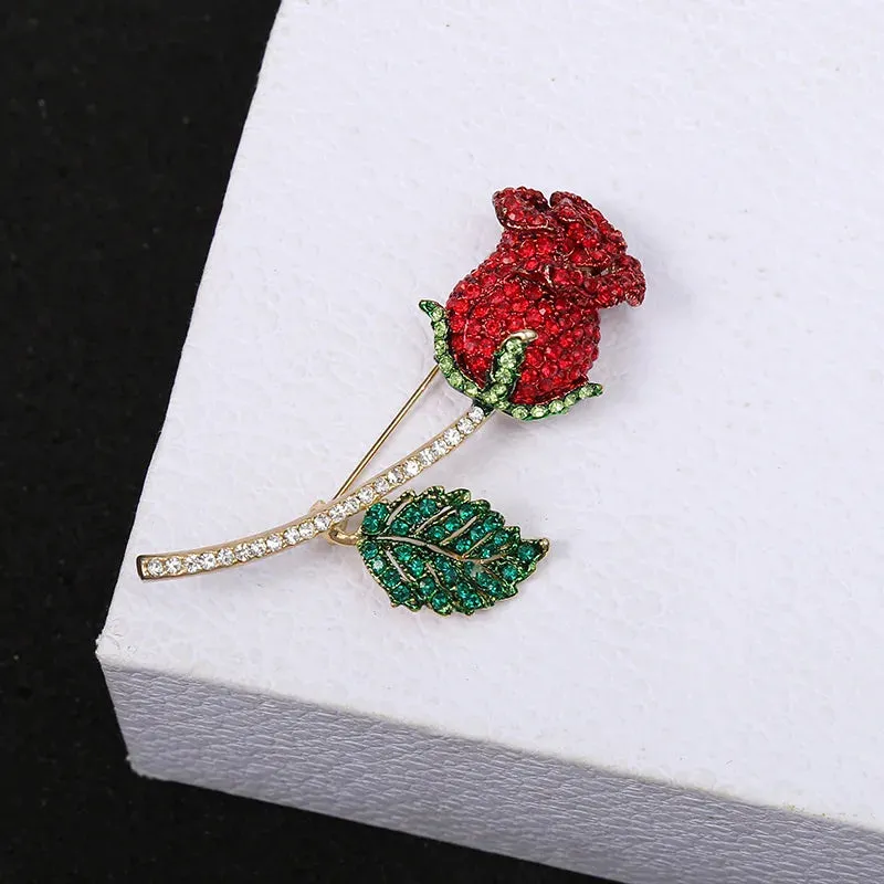 Beautiful Rose Flower Brooches Collection For Women Lady Elegant Flower Pin Summer Design Party Valentine Day Gift