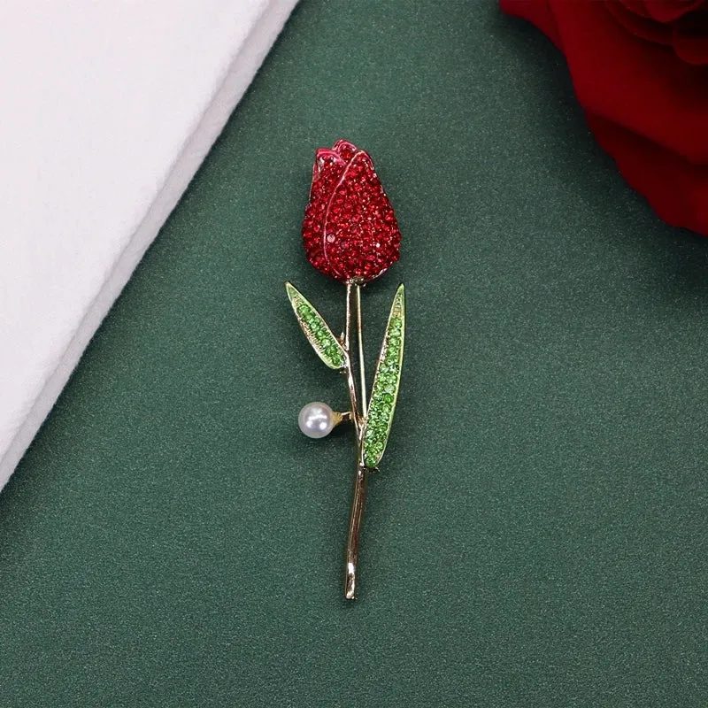 Beautiful Rose Flower Brooches Collection For Women Lady Elegant Flower Pin Summer Design Party Valentine Day Gift