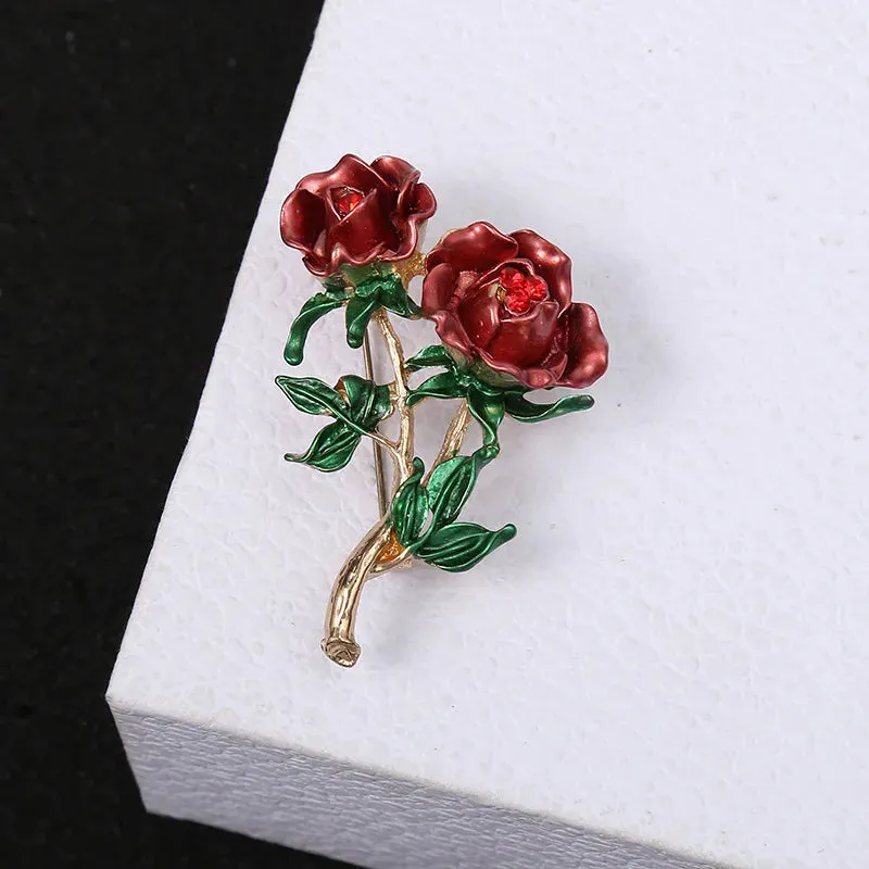Beautiful Rose Flower Brooches Collection For Women Lady Elegant Flower Pin Summer Design Party Valentine Day Gift