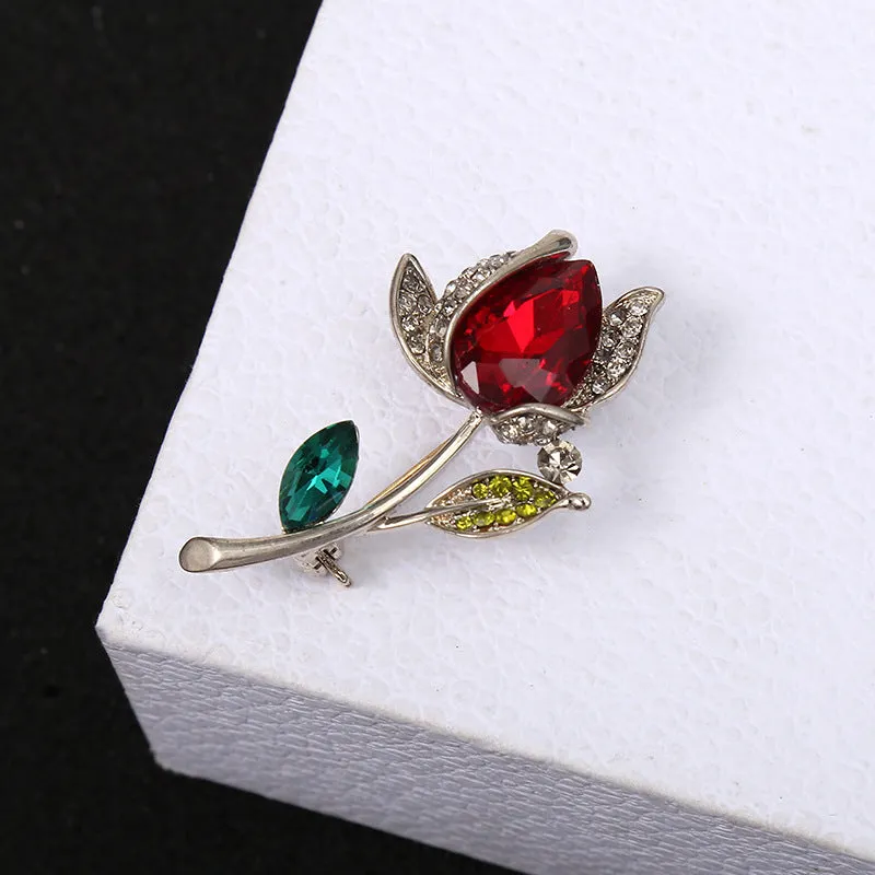 Beautiful Rose Flower Brooches Collection For Women Lady Elegant Flower Pin Summer Design Party Valentine Day Gift